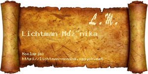 Lichtman Mónika névjegykártya